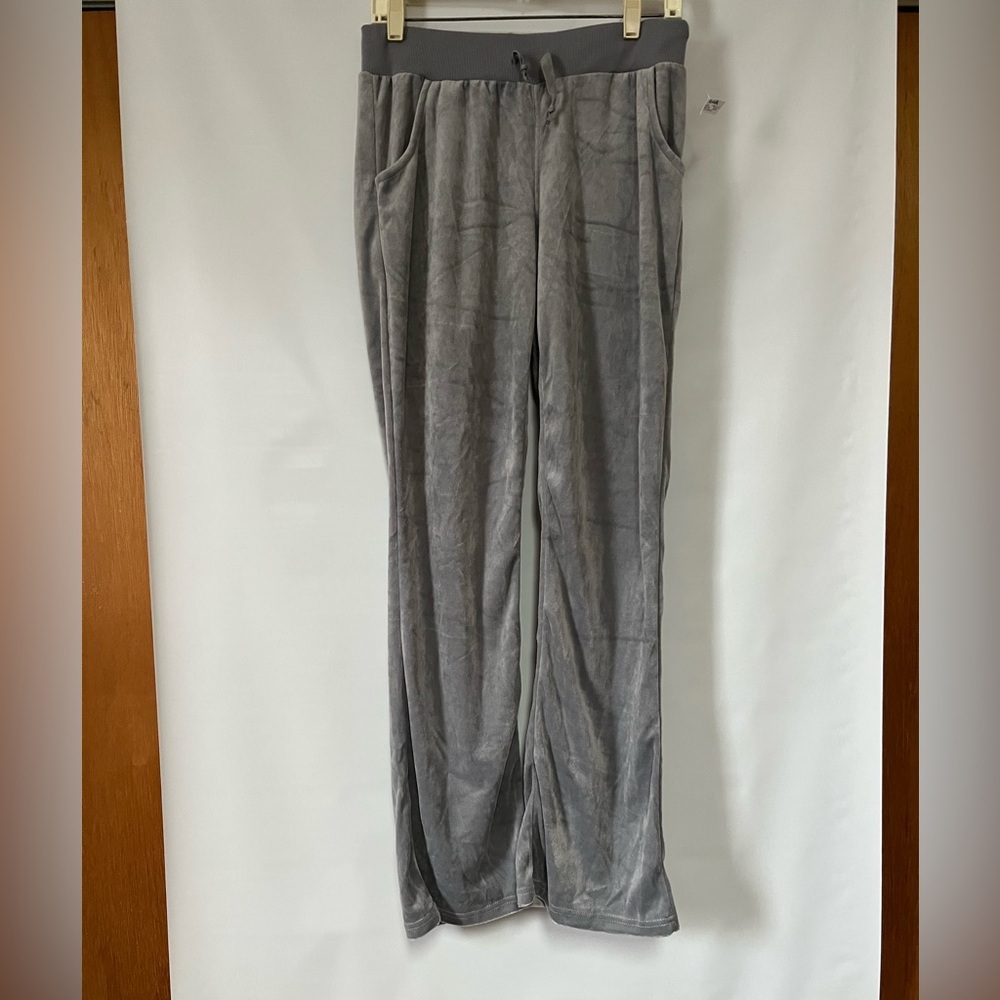 Women's VKN Always Famous Gray Velour Track Pants Size L NWOT